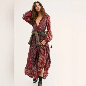 Free People FP Happy Feeling Midi Festival Flowy Boho Dress Size L Large